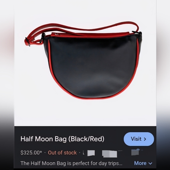 Half Moon Bag Black & Red w/Braided Handle & Trim  by Barganza B Bag New w/Tags - Picture 11 of 11